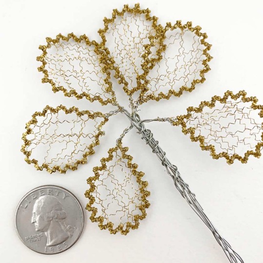 6 Gold Crinkle Wire Leaves for Christmas Crafts~ 1" Long